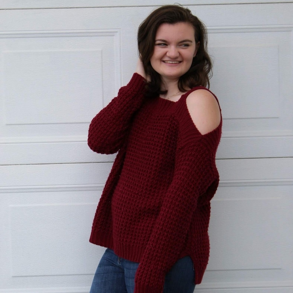 Cold shoulder sweater